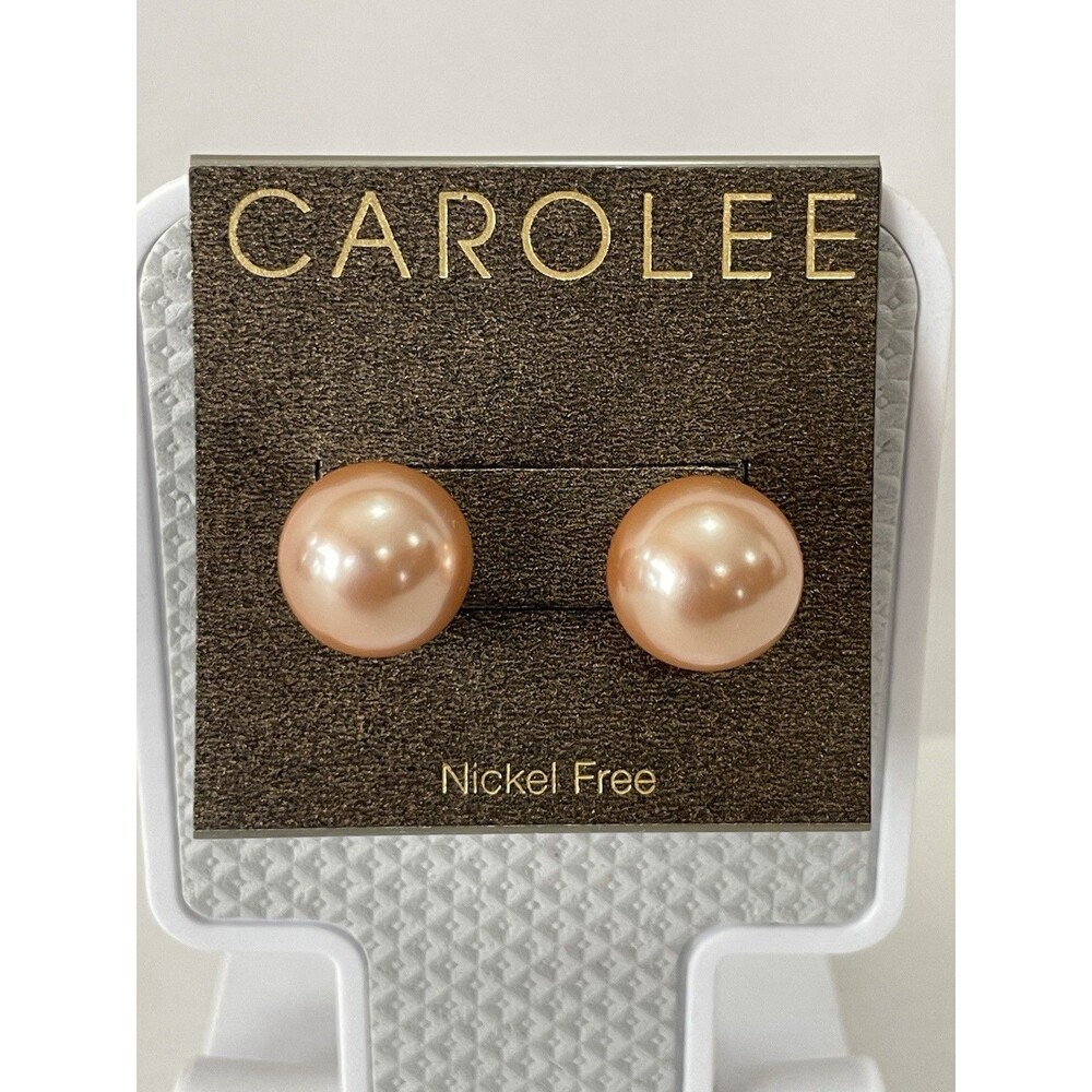 NWT Carolee blush fresh water  Pearl Stud  9mm   Earrings JC8